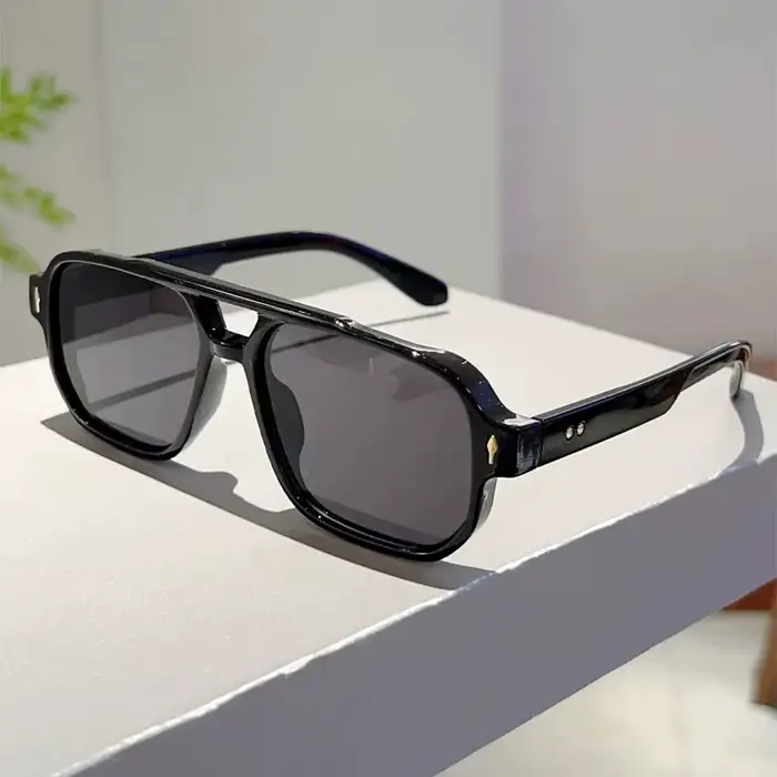 Nouvelles Lunettes de Soleil Carrées Vintage à Double Pont