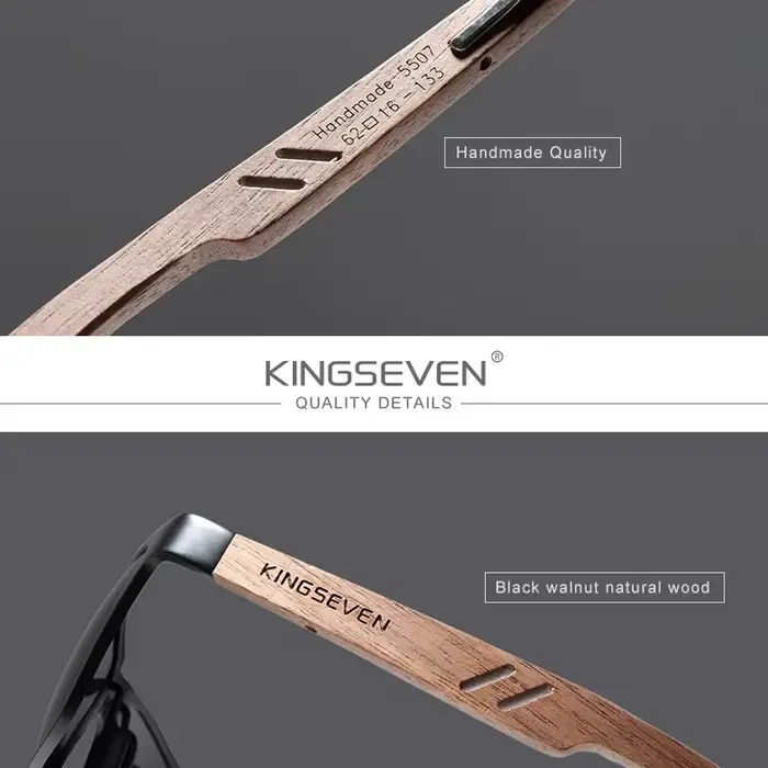 KINGSEVEN aluminium fait à la main en bois de noyer lunettes de soleil hommes haute qualité lunettes