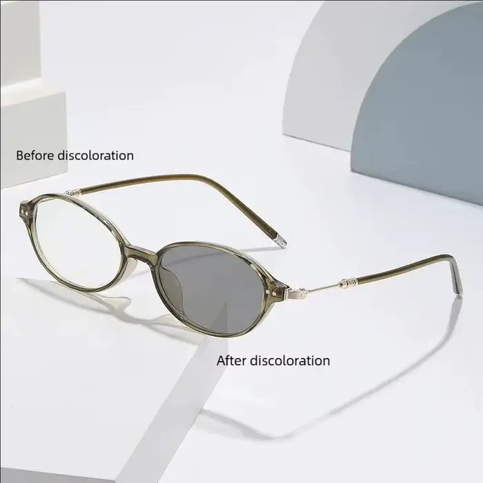 Lunettes de myopie photochromiques ovales anti-lumière bleue pour hommes et femmes, verres de transi