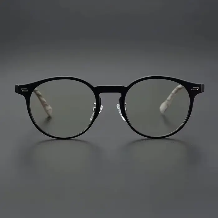 Monture de lunettes rétro avec Grain de bois, Anti lumière bleue, monture circulaire à la mode pour 