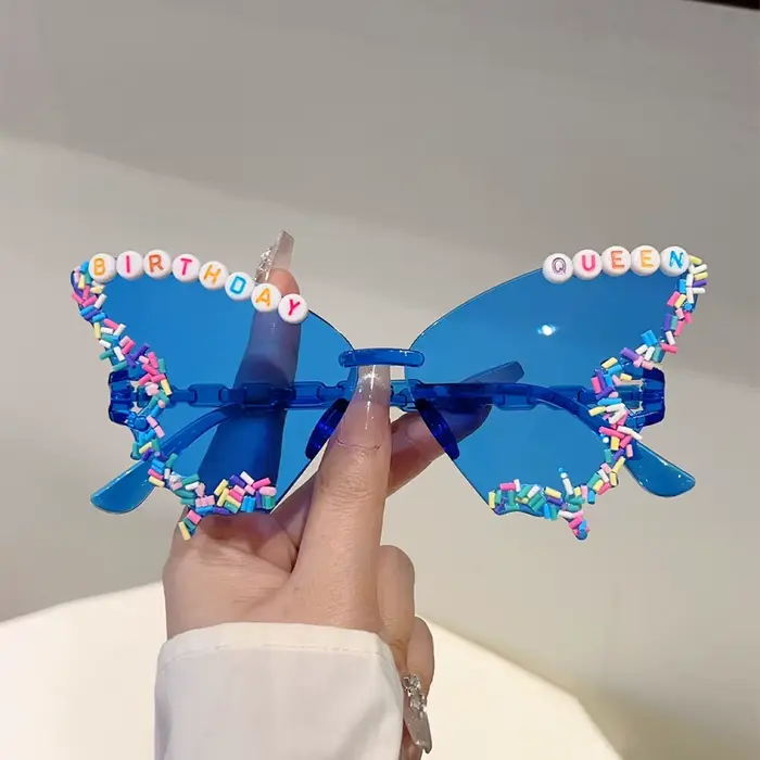 KAMMPT lunettes de soleil en forme de papillon avec arrose femmes mode cadeau d'anniversaire décor nuances