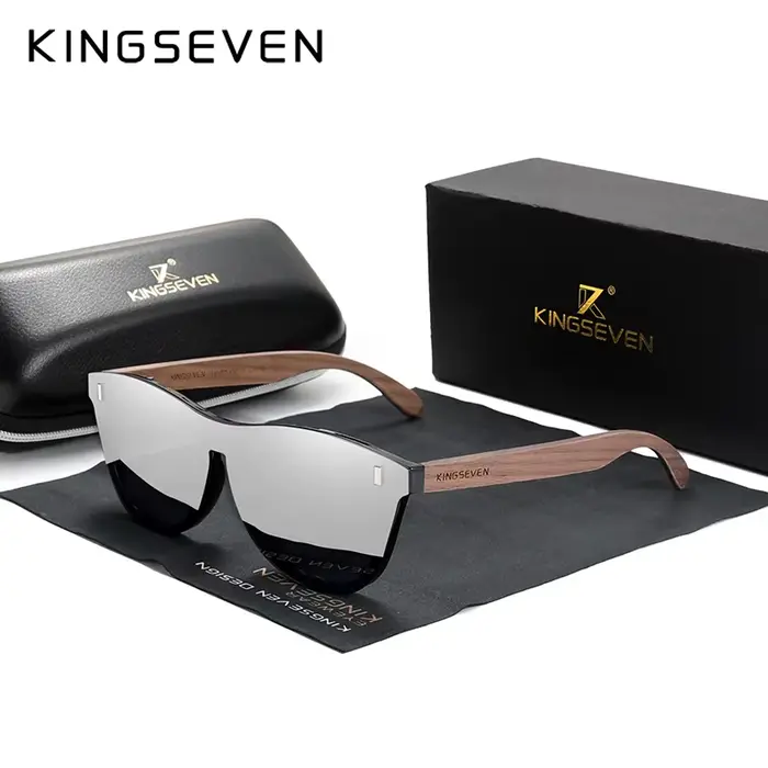 KINGSEVEN Design exclusif Vintage lunettes pour hommes lunettes de soleil en bois de noyer Protectio
