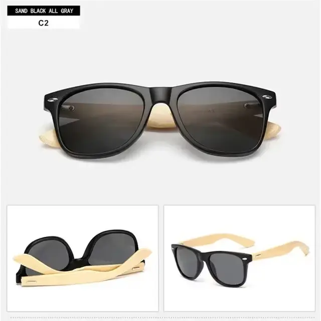 Lunettes de soleil en bois naturel pour hommes et femmes, lunettes de soleil polarisées à la mode av
