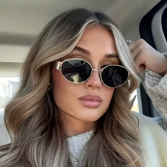 Lunettes de soleil ovales rétro à monture métallique pour femmes et hommes, marque de styliste, rond