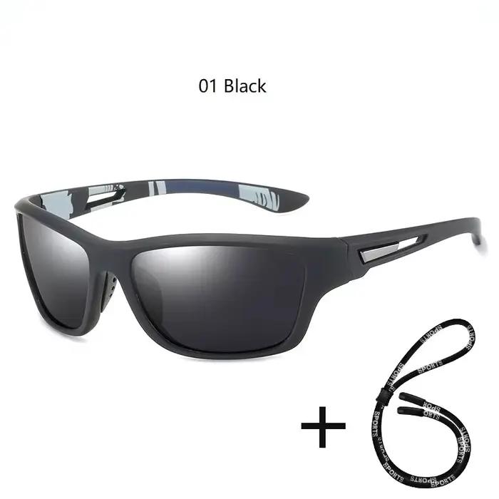 Lunettes de soleil polarisées pour hommes et femmes, avec chaîne pour lunettes, pour la conduite, la