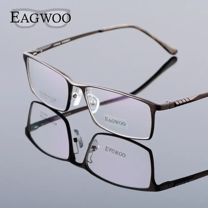 Eagwoo aluminium hommes large visage lunettes de Prescription jante complète cadre optique affaires 