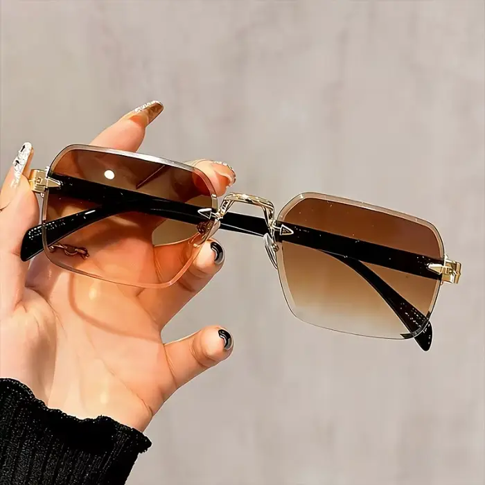 1 paire de lunettes fines sans monture tendance unisexe, idéales pour l'été, la plage, la photograph