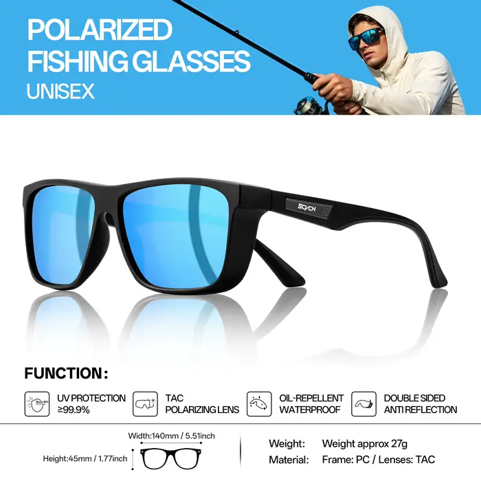 Lunettes de soleil polarisées SCVCN pour la pêche, pour hommes et femmes, lunettes de sport aquatiqu