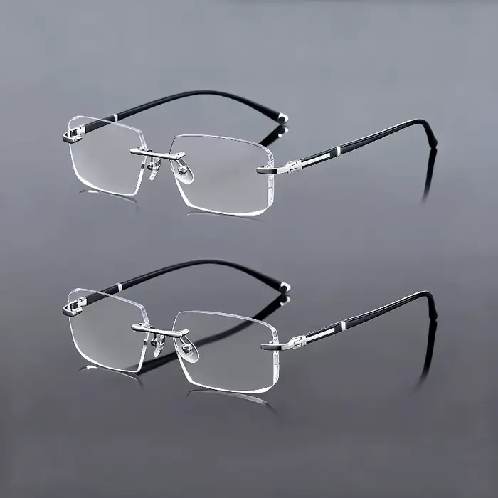 2 paires de lunettes plates élégantes sans monture pour hommes et femmes