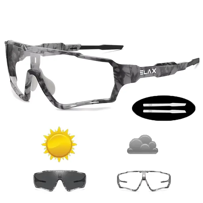 ELAX tout nouveau Style lunettes de soleil photochromiques sport hommes femmes vtt vélo lunettes de 