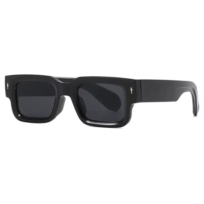 Lunettes de soleil à monture épaisse pour hommes, monture carrée tendance avec rivets, conception de