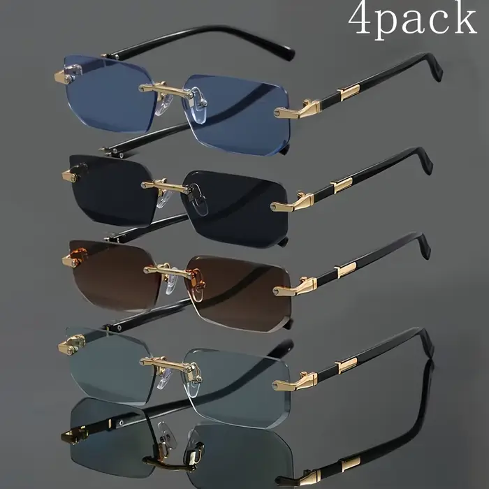 4 paires de lunettes de mode compactes et élégantes sans monture