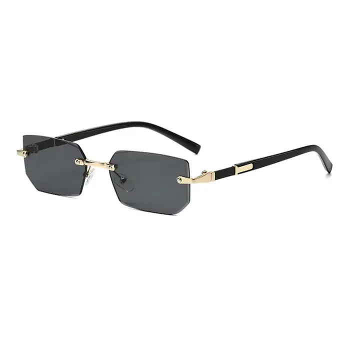 Lunettes de soleil rectangulaires sans monture avec bord coupé, lunettes sans cadre, lunettes de sol