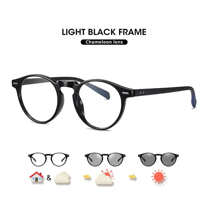 Lunettes rondes Anti rayons bleus pour hommes et femmes, optique photochromique, blocage UV, pour or