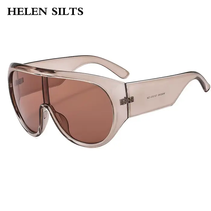 Marque de luxe rétro grand cadre femmes lunettes de soleil couleur thé carré pilote nuances UV400 Cool hommes une pièce