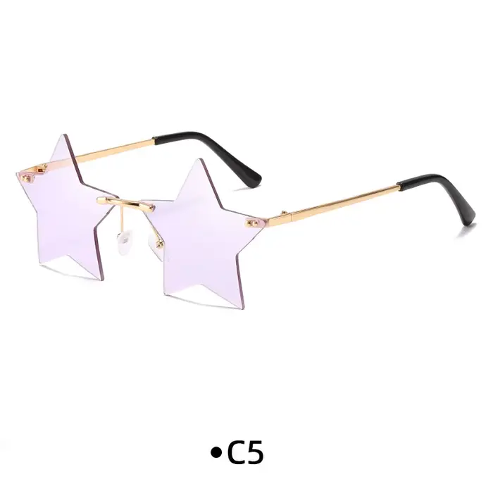 Lunettes de soleil sans monture en forme d'étoile, tendance, pour femmes et hommes, lunettes de fête