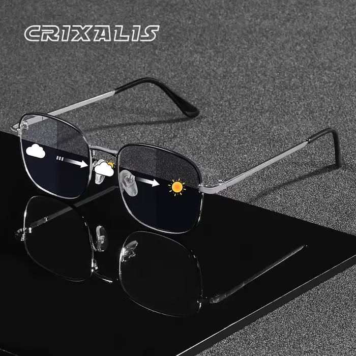 CRIXALIS lunettes de soleil photochromiques pour hommes et femmes classique rétro carré Durable charnière en métal