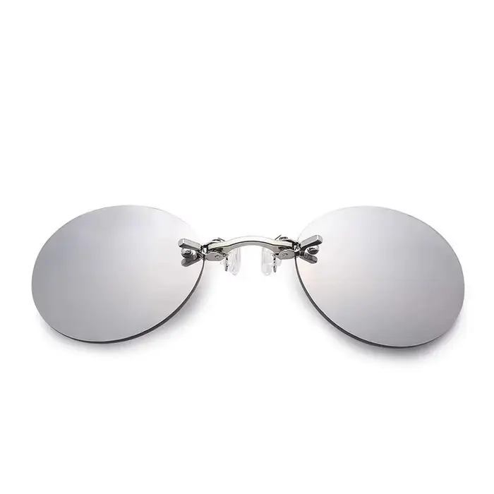 Lunettes de soleil rondes à Clip pour le nez, sans bords, Matrix Morpheus, Mini lunettes Vintage san