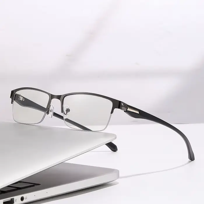 Lunettes Anti Blu-ray transparentes en alliage de plastique, demi-monture, lunettes d'affaires légèr