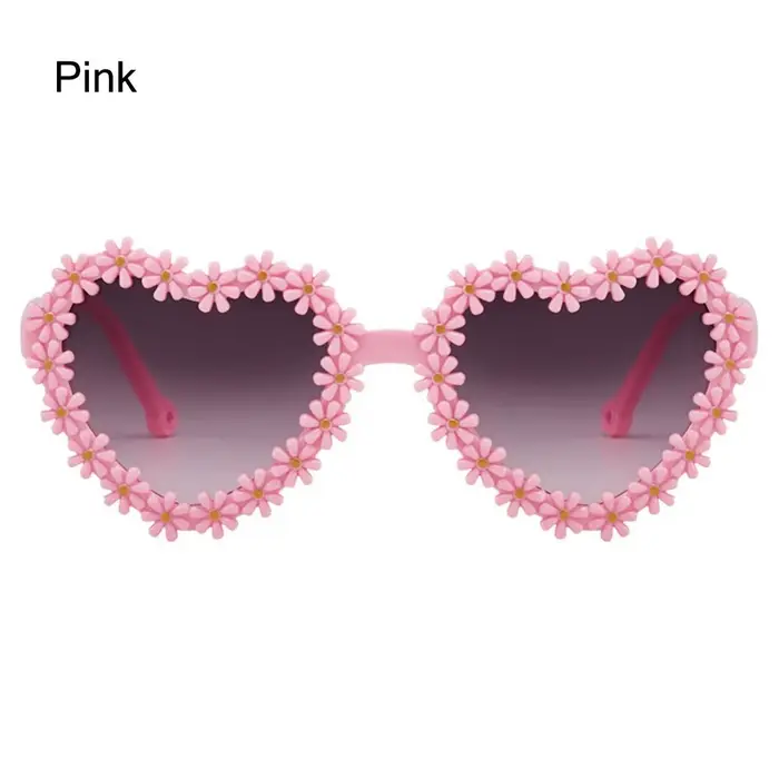 Lunettes de soleil en forme de cœur Daisy, protection solaire, pour enfants de 3 à 18 ans, style vin
