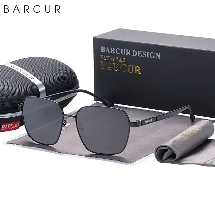 BARCUR Design-Lunettes de soleil carrées surdimensionnées pour hommes et femmes, lunettes de soleil 