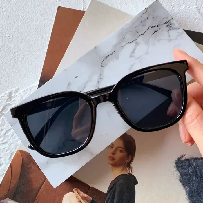 Lunettes de soleil rectangulaires vintage noires pour hommes et femmes, monture PC, verres carrés, p