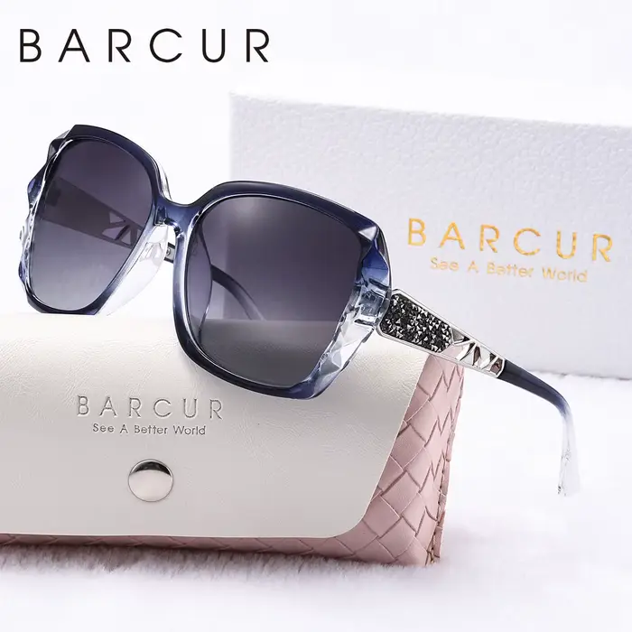 BARCUR-Lunettes de soleil carillon pour femmes, polarisées, papillon, PC, transparent, grand cadre, 