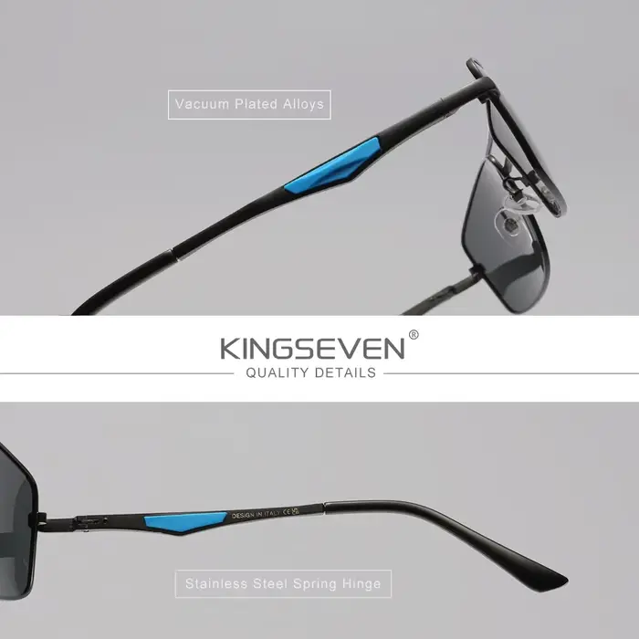 KINGSEVEN – lunettes de soleil rectangulaires pour hommes, Style tendance, en aluminium, UV400, pour