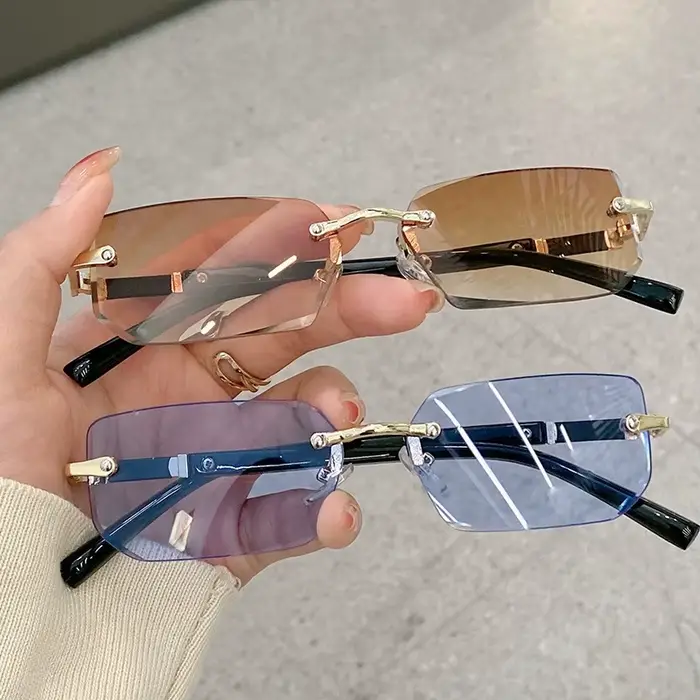 Lot de 2 lunettes carrées sans monture, unisexes et élégantes, idéales pour les cadeaux et les acces