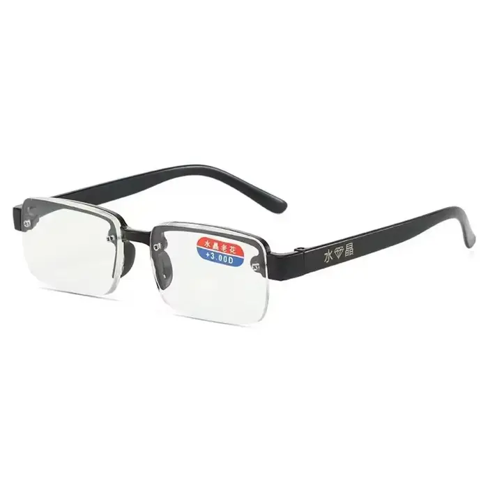 Lunettes Anti-bleu sans bords pour hommes, monture en alliage pour la lecture et le travail sur ordi