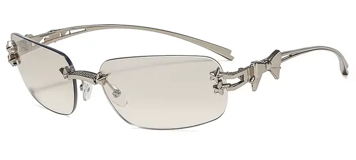 Lunettes de soleil de Style coréen pour femmes, forme rectangulaire, sans bords, Y2K, tendance, Sexy