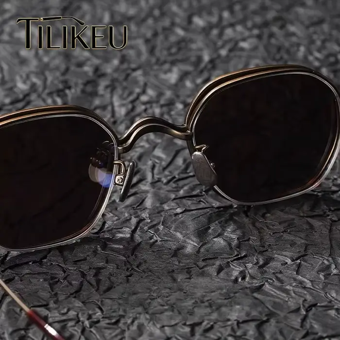 Nouvelles Lunettes Magnétiques Homme Clip-On Rétro Polygone Titane Pur Semi-Cerclées Pêche Polarisées