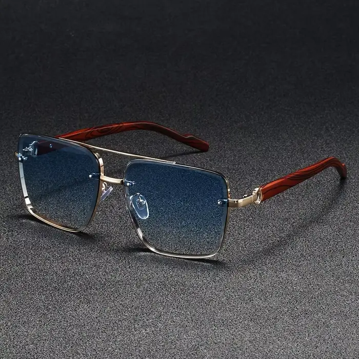 Lunettes de soleil carrées de luxe pour hommes, nouvelles lunettes de créateur vintage en bois, lune
