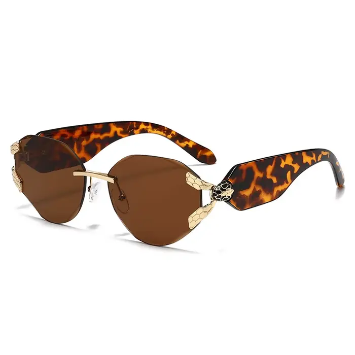 Lunettes de soleil sans monture 2026 avec décor tête de serpent pour femme, protection UV400, branch