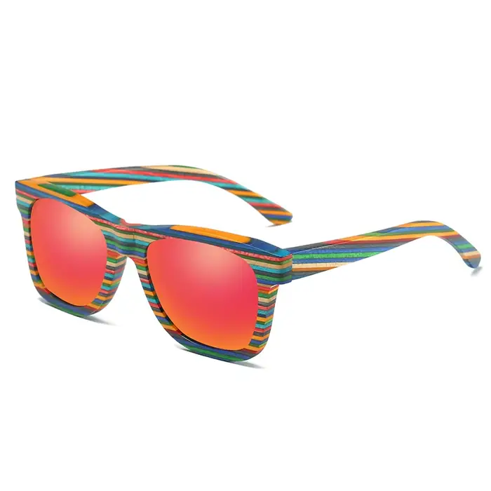 Lunettes de soleil GM faites à la main en bois coloré avec monture polarisée, verres réfléchissants,