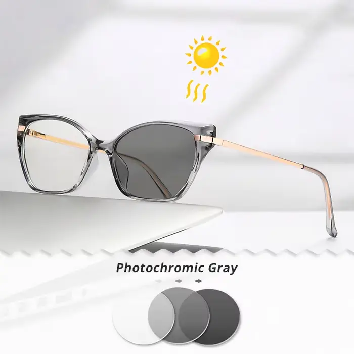 Lunettes de soleil photochromiques femmes marque Designer lunettes yeux de chat luxe Transparent zér