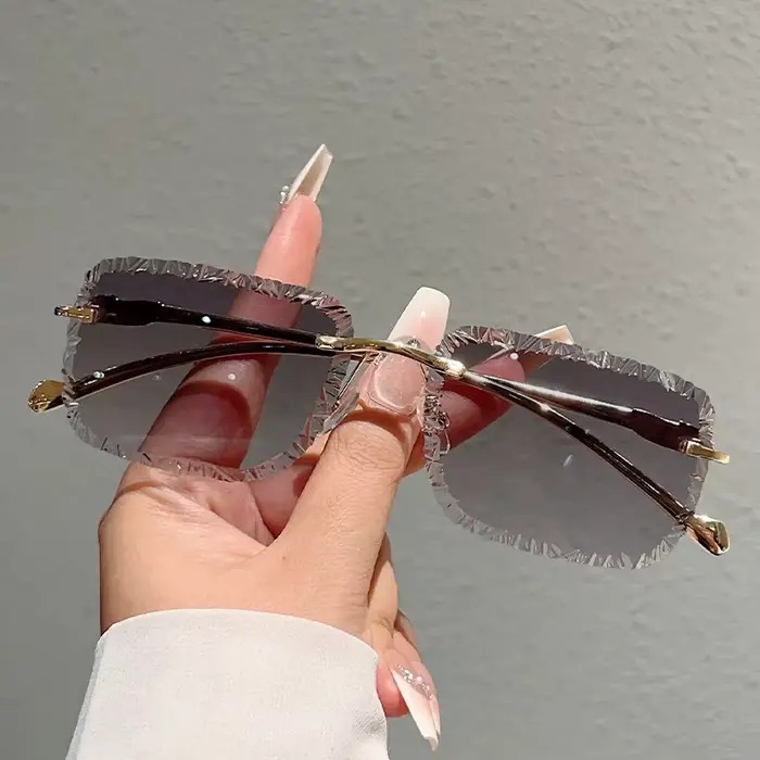 Lunettes de soleil carrées sans bords pour femmes et hommes, tendance, marque de luxe, Design décora