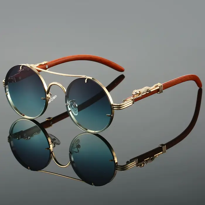 KAMMPT Vintage lunettes de soleil rondes hommes mode Double pont multicolore nuances femmes rétro à 