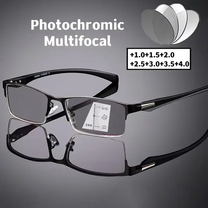 Lunettes de lecture multifocales progressives d'affaires, lunettes de presbytie de près et de loin, 