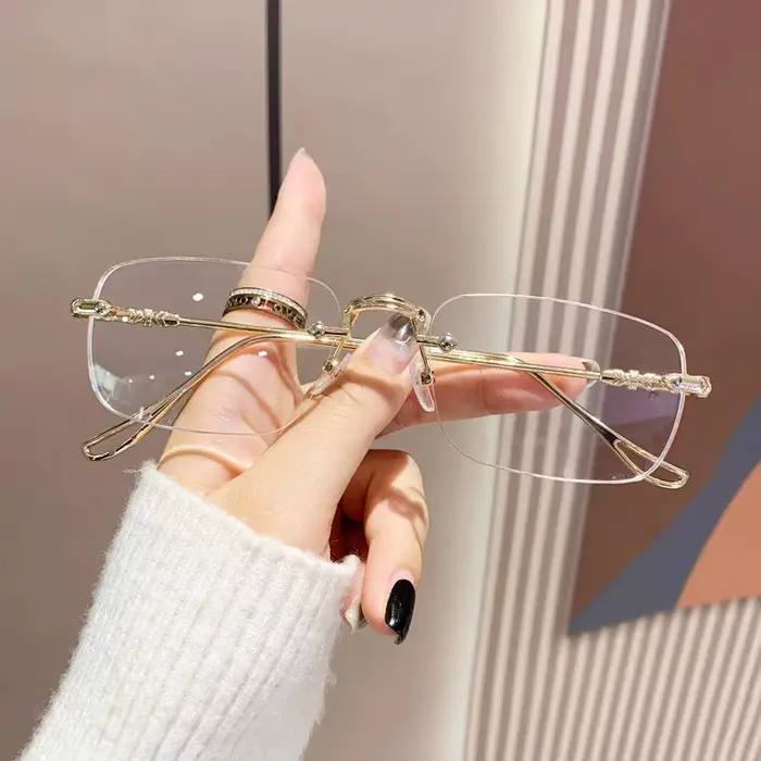 Lunettes sans bords Harajuku pour femmes, nuances rectangulaires transparentes, lunettes bloquantes,
