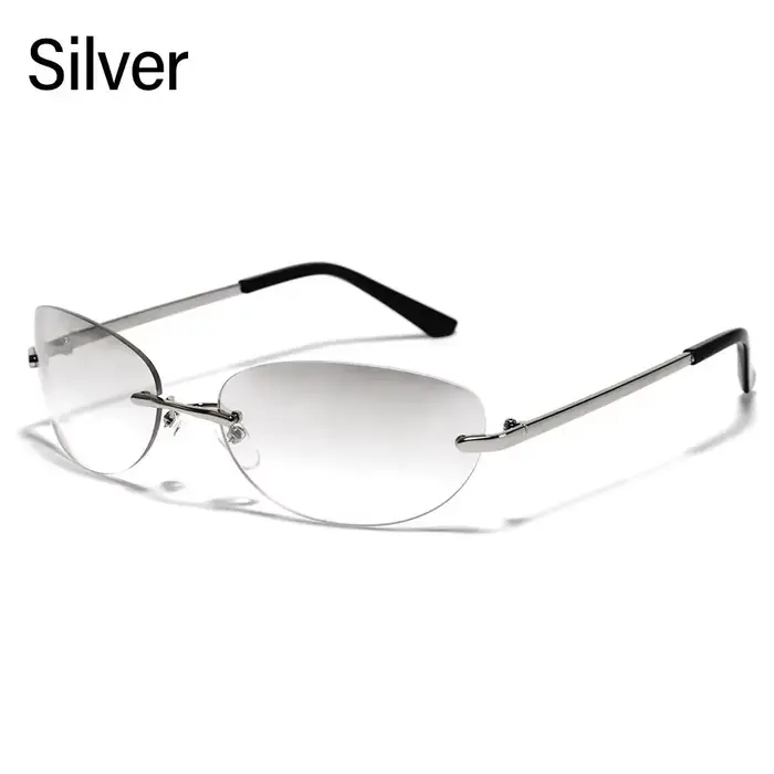 Y2K-Lunettes de soleil sans bords pour femmes et hommes, vintage, punk 2000'S UV400, à la mode, rond
