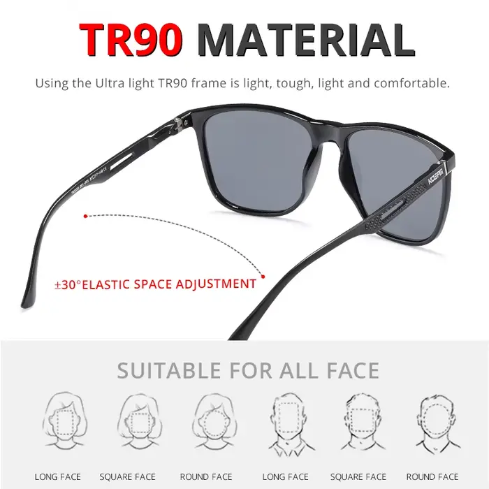 KDEAM – lunettes de soleil polarisées pour hommes, charnières à ressort fortes, monture légère TR90,