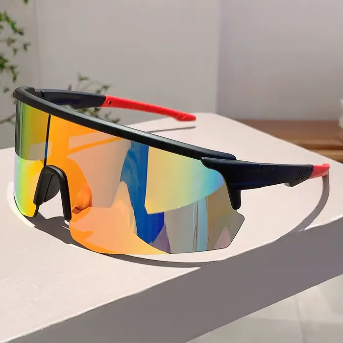 Lunettes de soleil de sport semi-sans bords, nouvelles lunettes de protection rondes enveloppées surdimensionnées pour l'extérieur, miroir tendance pour femmes, nuances de cyclisme