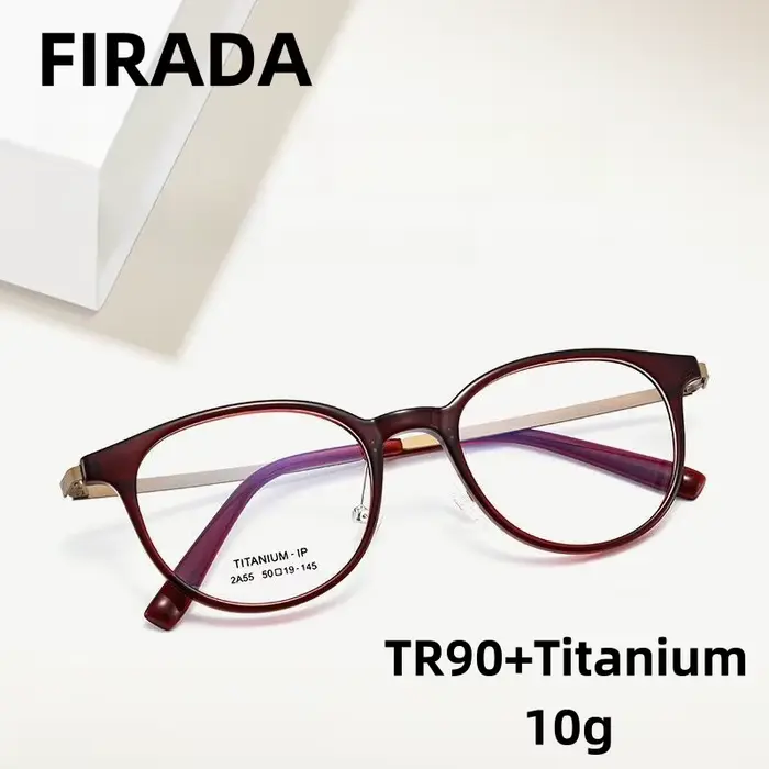 FIRADA lunettes confortables à la mode rondes rétro pur titane lunettes montures de Prescription opt