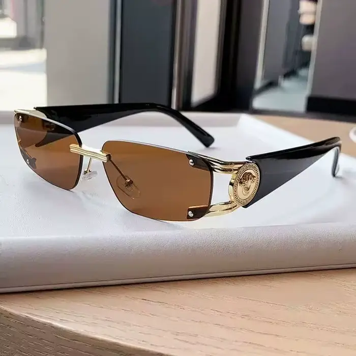 Lunettes de soleil aviateur sans monture pour hommes, style vintage dégradé, décontractées, pour fem