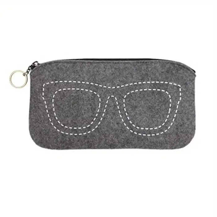 Pochette à lunettes en feutre doux, fermeture à glissière, étui à lunettes Portable avec porte-clés,