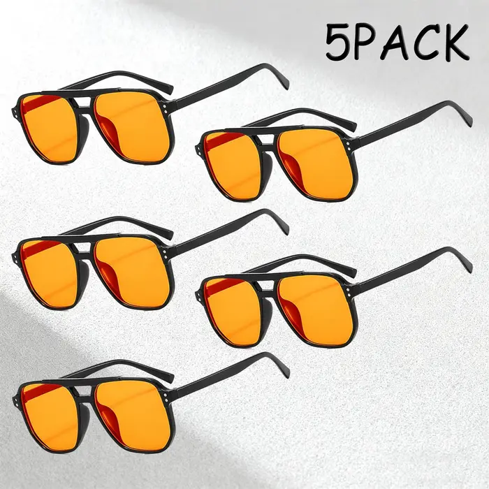 Lot de 5 lunettes de soleil orange tendance pour hommes - Lunettes UV400 à la mode, lunettes de fête
