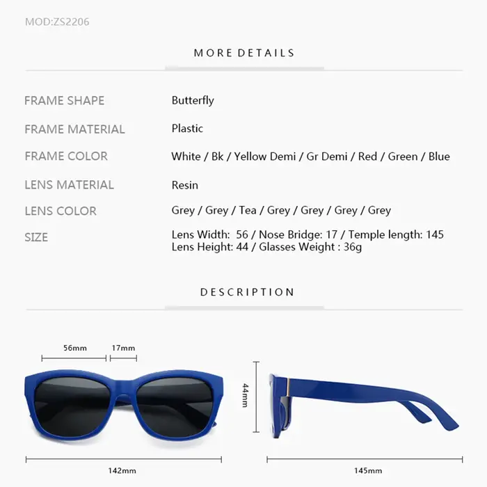ZENOTTIC papillon femmes surdimensionné lunettes de soleil polarisées Vintage nuances Protection UV 
