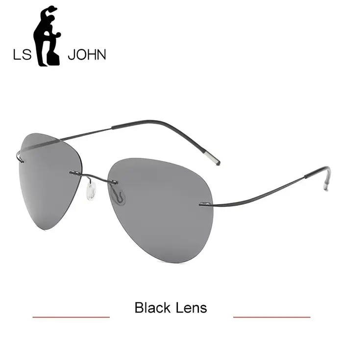 LS Chain-Lunettes de soleil polarisées en titane pour hommes, lunettes de soleil d'aviation sans mon