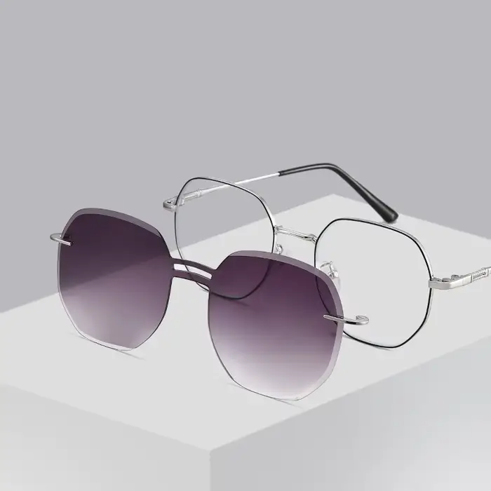 COHK rond aimant lunettes de soleil femmes pince